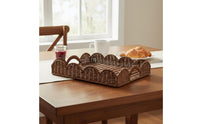Woven Storage Basket Lace Border Wicker Tray Multipurpose for Kitchen