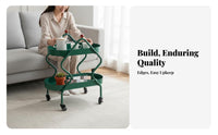 2-Tier Rolling Wheeled Trolley On Wheels 2-Tier Wavy Frame Trolley