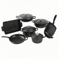 7 Pieces Cast Iron Cookware Set Even Heating Enameled Cast Iron Cookware Set Stovetop Cooking