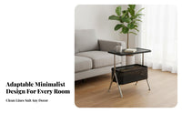 C-Shaped End Table Space-Saving Design Nightstand Easy Assembly for Small Spaces