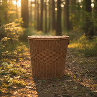 Handwoven Backpack Basket with Lid Wicker-Style Imitation Rattan Backpack Multifunctional Woven Picking Basket Spacious for Harvesting