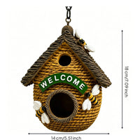 Bird Nest Hanging Decorative Bird House Resin Birdhouse for Patio
