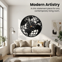 Acrylic DIY Beautiful Decorative World Wall Clock, Living Room Bedroom Large Artistic Timepiece, Nordic, Battery Operated, Silent Sweep Movement
