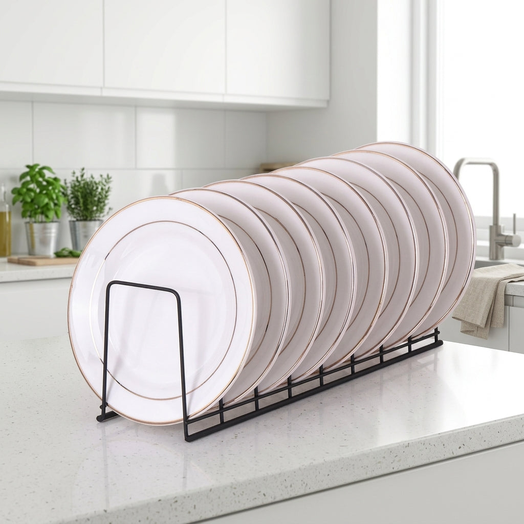 Stainless Steel Dish Rack and Draining Rack featuring Plate Holder, Single Tier Bowl Rack with Slicing Board Holder, Kitchen Space Saving Tool
