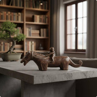 Horse Equestrian Statue Vintage Equestrian Figurine Artistic Sculpture for Model Room, Tabletop