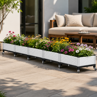Mobile Raised Beds for Garden, Nordic Planter on Wheels, Sturdy Synthetic Material, White and Black Floor Standing