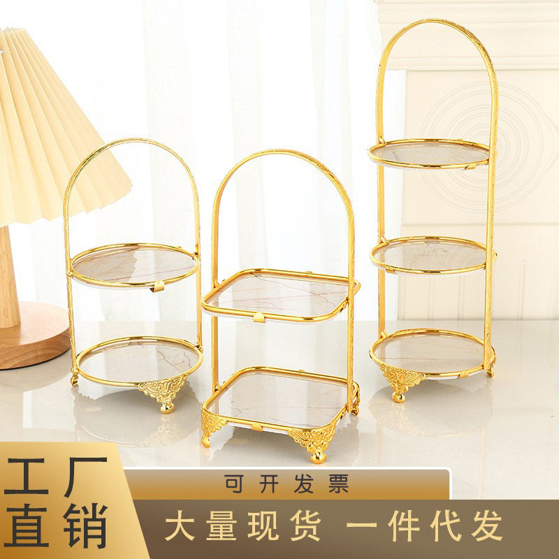 European Style Cake Stand for Dessert and Afternoon Tea, Two or Three Tier Iron Display Rack