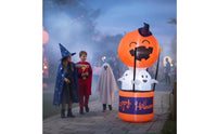 Outdoor Halloween Inflatable Pumpkin Ghost Inflate Halloween Inflatable Ghost Lighted Yard Decoration Illuminated for Lawn, Porch, Haunted House