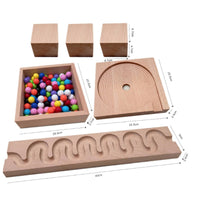 Marble Run with Wooden Blocks Open-Ended Wooden Marble Run Sensory Set for Young Children, Child-Centered School
