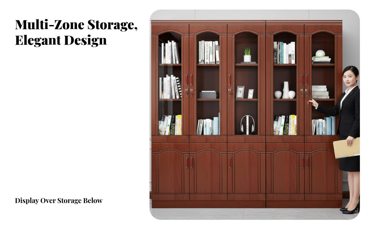 Chinese design Display Cupboard Traditional Asian Aesthetic Storage Furniture See-Through Panel Doors display cabinet for Homeowners, Study Room, Home Library