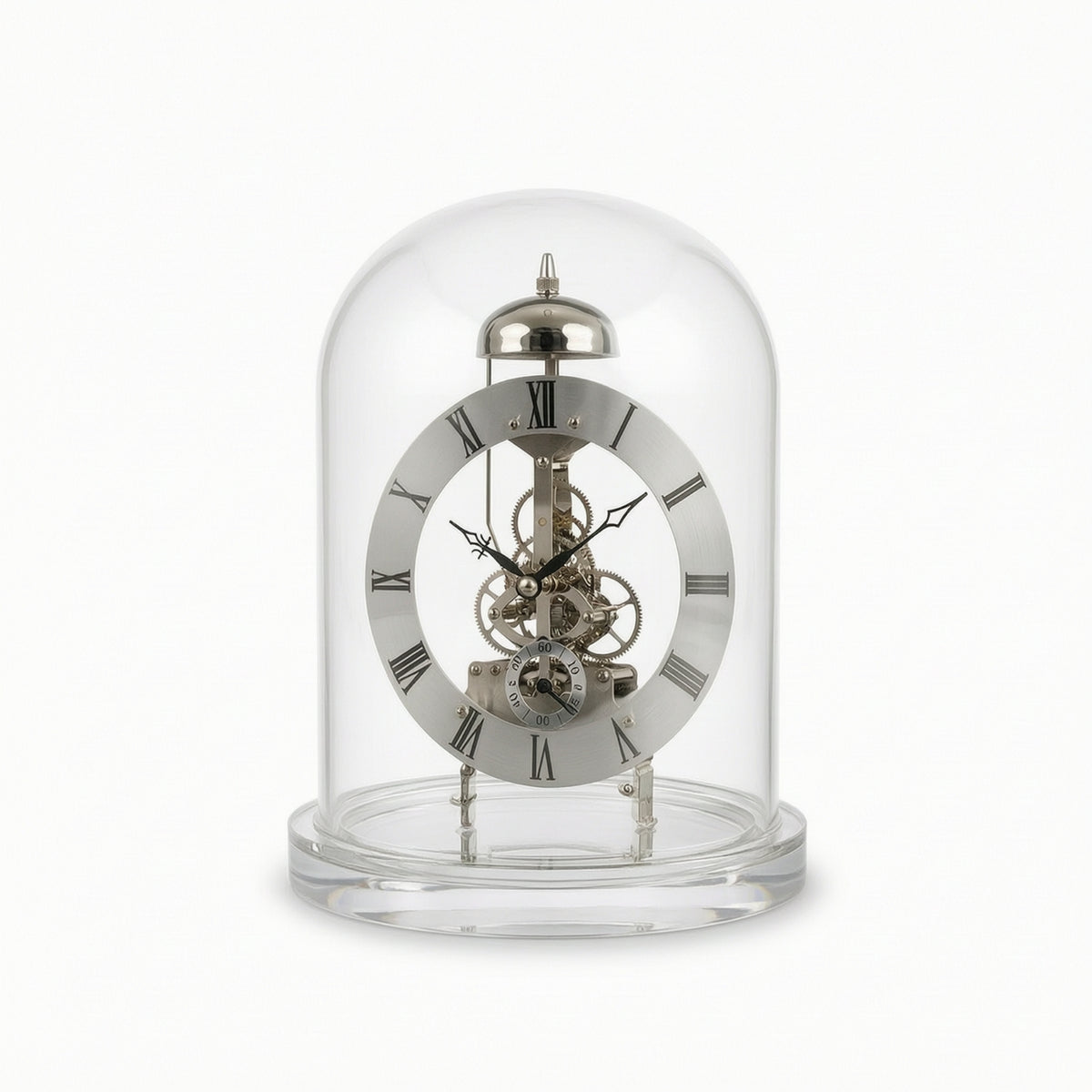 Clock with Clear Dome Mechanical-Style Skeleton Clock Transparent for Collectors, Office