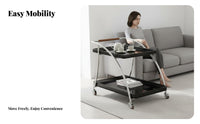 2-Tier Rolling Trolley Transparent Design Mobile Furniture Movable with Casters Vintage Retro-& Aestheticd for Students, Bedroom