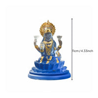 Gold Accents Resin Deity Figurine Frosted Finish Multi-Armed Deity Statue Translucent Lotus Pedestal Figurine Ornamental Design