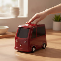 Narrow Bus Trash Can Compact Slim Trash Can with Wheels Plastic Garbage Bin Elegant for Toddlers, Bedroom