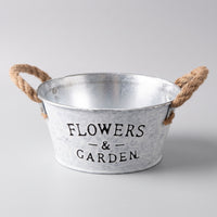 Farmhouse Galvanized Bucket Planter Vintage Metal Flower Pot with Handles White Wash Planter with Rope Handles Lightweight for Balcony, Shelves