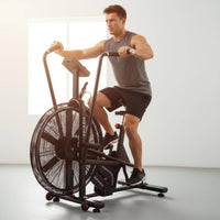Adjustable Seat Air Resistance Bike Stable Base Upright Air-Resistance Bike Console Display Fitness Equipment Transport Wheels for Home Gym