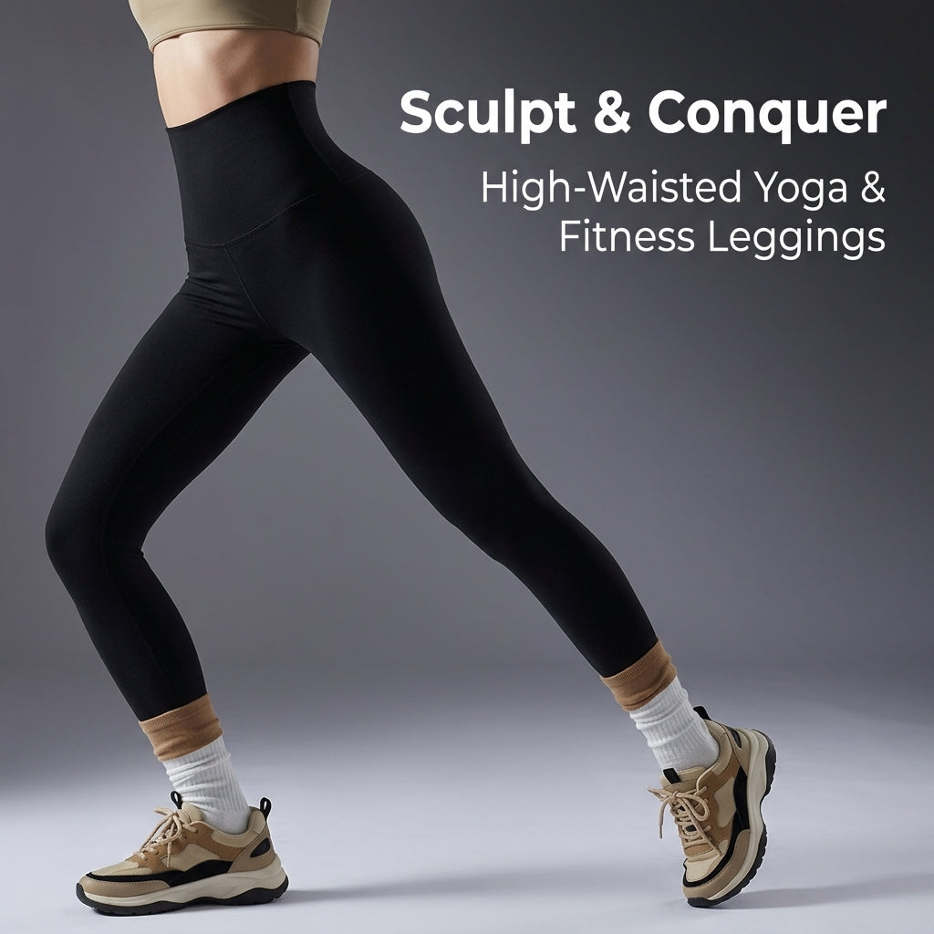 Gym Leggings for Women with Tight Fit Spandex Blend, High Waisted Compression for Fitness and Fleece Lined for Warmth