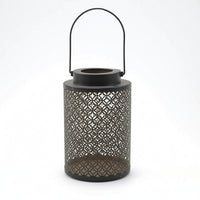 Iron Lantern with Handle Openwork Perforated Metal Lantern Long-Lasting