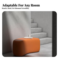 Curved Entryway Bench Wabi-Sabi Design Curved Waterfall Bench Sherpa Textile