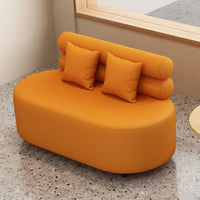Upholstered Loveseat with Rear Rest Pillow Rear Comfortable Upholstery Cafe Booth Modern Aesthetic Rounded Edges