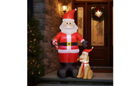 Inflatable Santa Kris with Dog Tall Santa Kris Inflatable with Dog Festive Lawn Decoration Whimsical for Garden