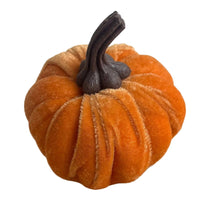 10 Pieces Pumpkin Ornament Small Ribbed Pumpkin Ornament Soft Velvet Texture for Thanksgiving, Halloween