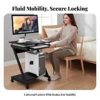 Wheeled Laptop Desk Movable Design Overbed Table Sturdy Construction for Bedroom