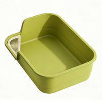 Semi-Enclosed Litter Box Low Entry Uncovered Top Feline Litter Box Slotted