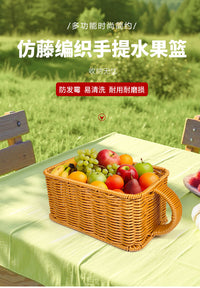 跨境代发藤编收纳筐储物筐零食筐桌面收纳居家整理收纳筐杂物筐
