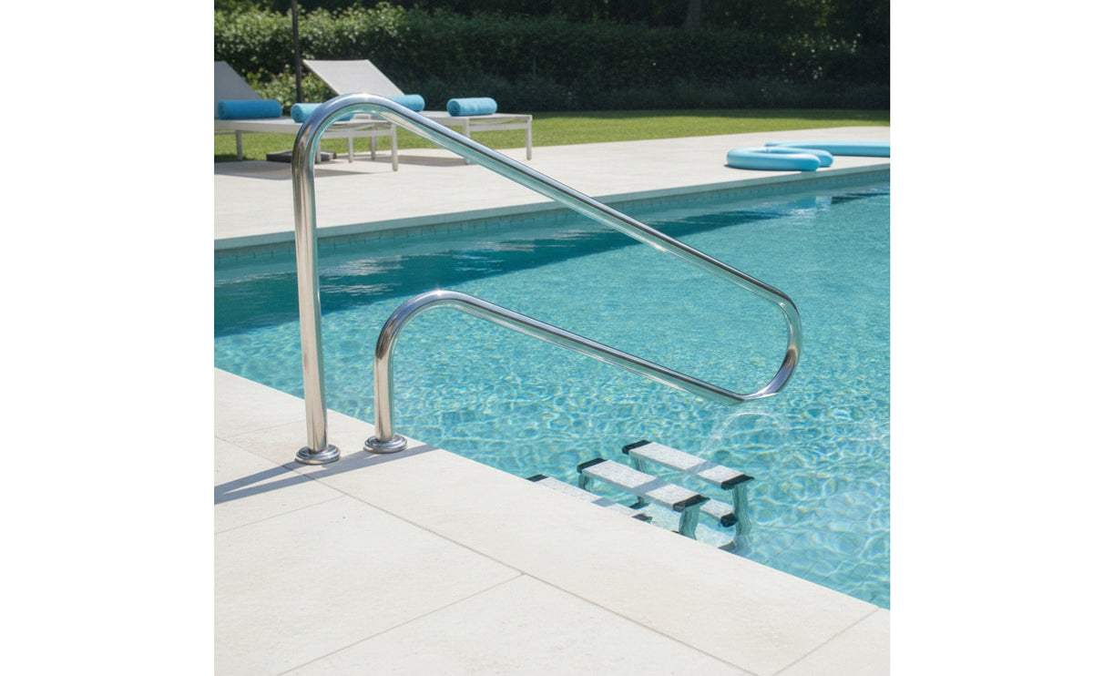 Swimming Pool Handrail with Base Plate Stainless Steel Swimming Pool Handrail Floor-Mounted Hardware for Swimmers, Elderly