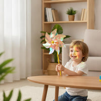 Colorful Sunflower Pinwheel for Kids, Handheld Decorative Wooden Pole, Dazzling Rotating Outdoor Garden Decoration for Kindergarten