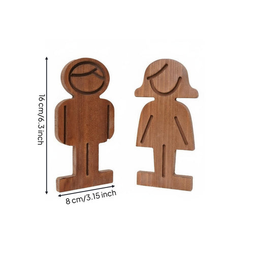 2 Pieces Wooden Toilet Sign Set Decorative Wood Restroom Door Plaque for Office