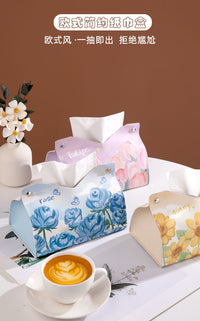 Ins Light Luxury Leather Tissue Box for Living Room, Desktop, Car, with Printed Design
