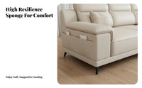 3-Seater Sofa French Inspired Straight-Line Three-Seater Light Luxury Living Room Furnishing for Families, Office Workers, Home, Lounge Area, Bedroom