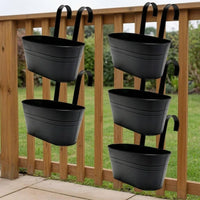 5 Pieces Metal Planter Set Tapered Oval Hanging Planter Small Plants Home Decor