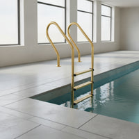 Stainless Steel Pool Ladder Gold-Toned Pool Ladder with Handrail Brushed Finish for Homeowners, Backyard