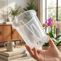 Clear Plant Pots with Drainage and Slotted Walls, Resin Repotting Pots for Home Gardening, Portable Flower Pots with High Underground Visibility