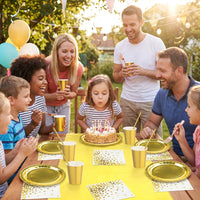 Birthday Party Plate Set Food Grade Material Solid Color Paper Plate Set Water Resistant & Oil Resistant Solid Theme Celebration Supplies for Families,Easter Party