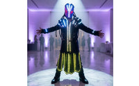 Full-Body LED Costume Glow Glowing Suit with Helmet Nightclub Light up Costume Wearable for Cosplayers, Halloween