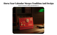 Horse Year Calendar, Chinese Design, Large Layout, Desktop, Gold Foil, Customizable