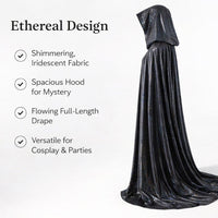 Hooded Cape for Halloween, Fancy Dress Costume Party, Shiny Hooded Cape Festival, Cloak Hood Cosplay - Image 6