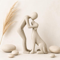 Dog Hug Sculpture Minimalist Dog Sculpture Polished for Shelf, Tabletop