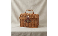 woven Basket with Lid and Handle Rattan picnic Basket with Handle Lidded for Picnics, Gift Packaging