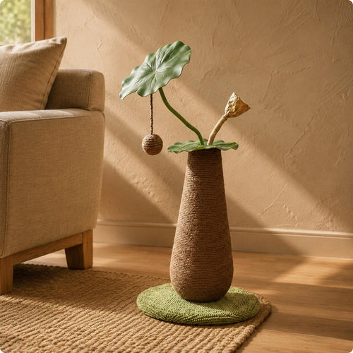 Rope Feline Scratching Post Lotus-Inspired Vertical Feline Scratcher