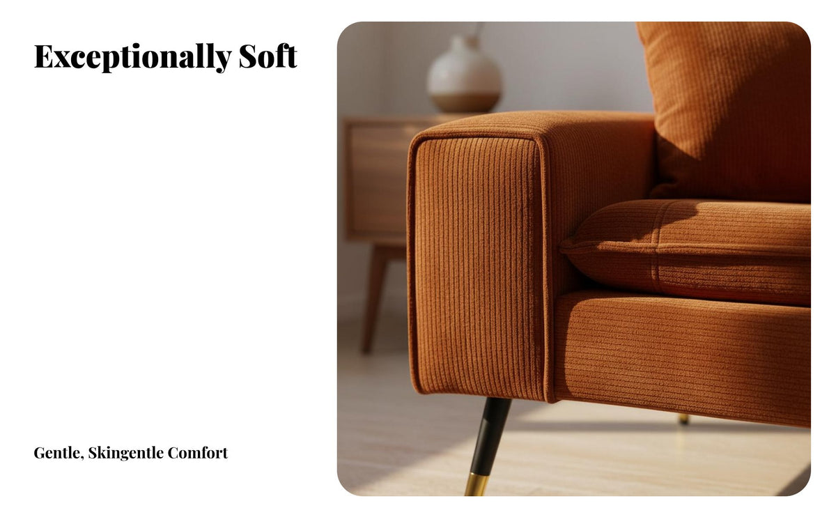 3-Seater Corduroy Sofa Removable and launderable Cover Ribbed textile Sofa Nordic Design Couch for Small Families, Living Room, Lounge Area, Home Office