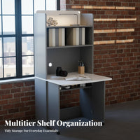 Folding Desk with Shelves Foldable Design Computer Table Multi-Function No Assembly Required for Students, Dorm Room, Bedroom