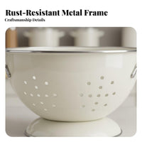 Metal Fruit Strainer Rust-Resistant Kitchen Draining Basket Perforated Food Basket Versatile Draining Bowl with Handles