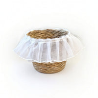 Straw Basket with Mesh Trim Lightweight Planter Basket Handwoven for Balcony