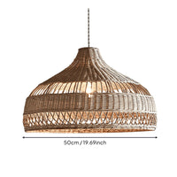 Rattan Pendant Lampshade Retro Design Woven Hanging Light Shade Rustic Elegance Boho Chandelier Shade for Dining Room