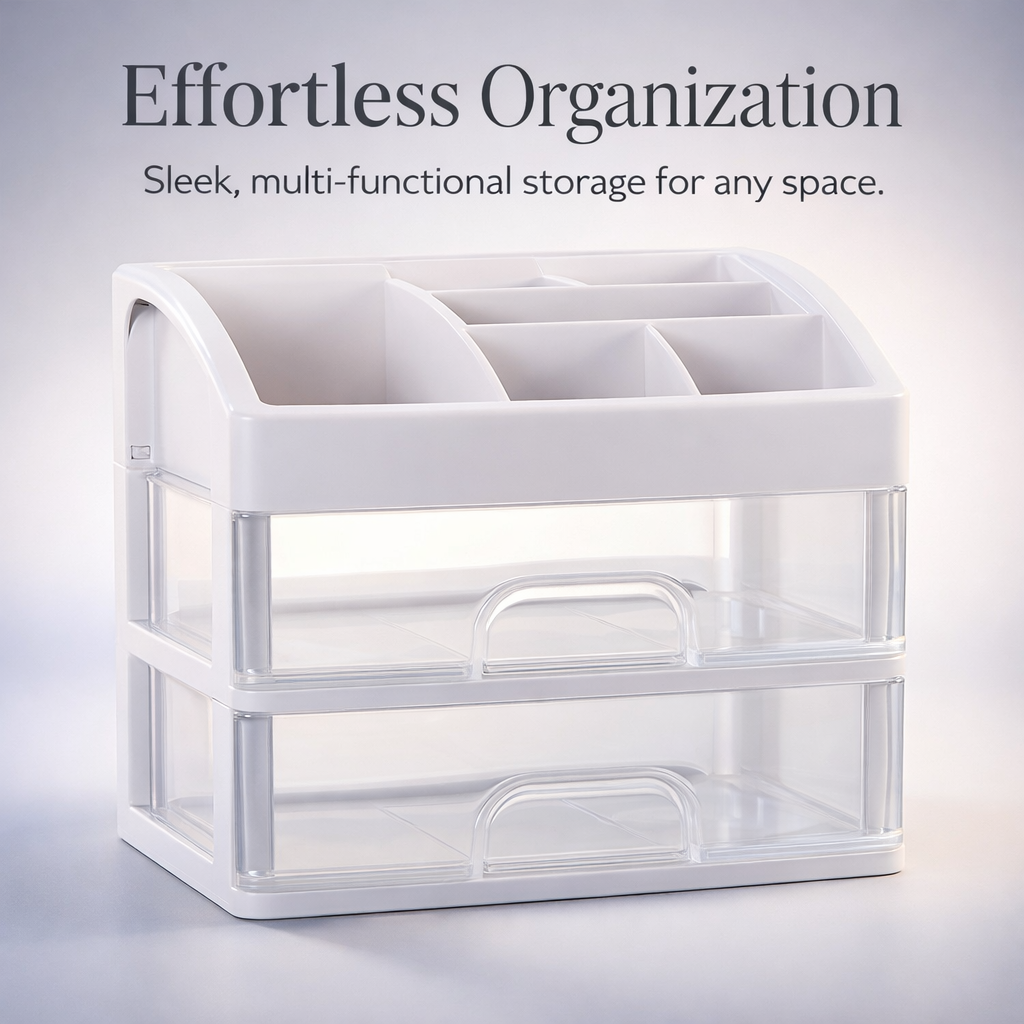 Desktop Drawers Storage Box for Office, Small Desk Organizer with Decorative Stickers Drawer Unit for Makeup Supplies Shelves
